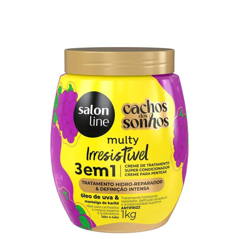 SALON LINE CREME PARA PENTEAR KIDS UVA 3 EM1 CACHOS 1K