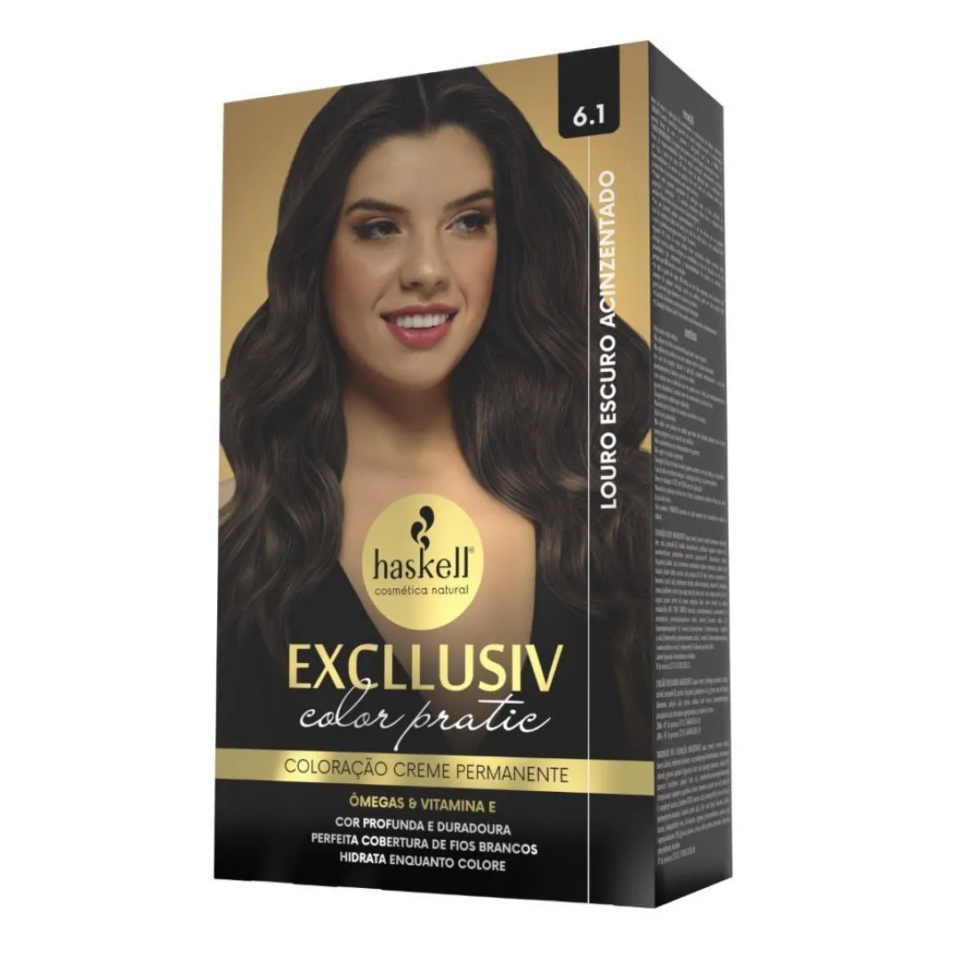 KIT COLORAçãO HASKELL COLOR PRATIC 6.1 LOURO ESCURO ACINZENT