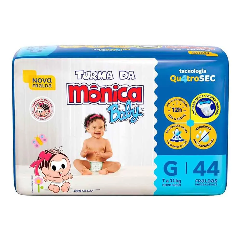 FRALDA DESCARTáVEL TURMA DA MôNICA MEGA G C/44 UNIDADES