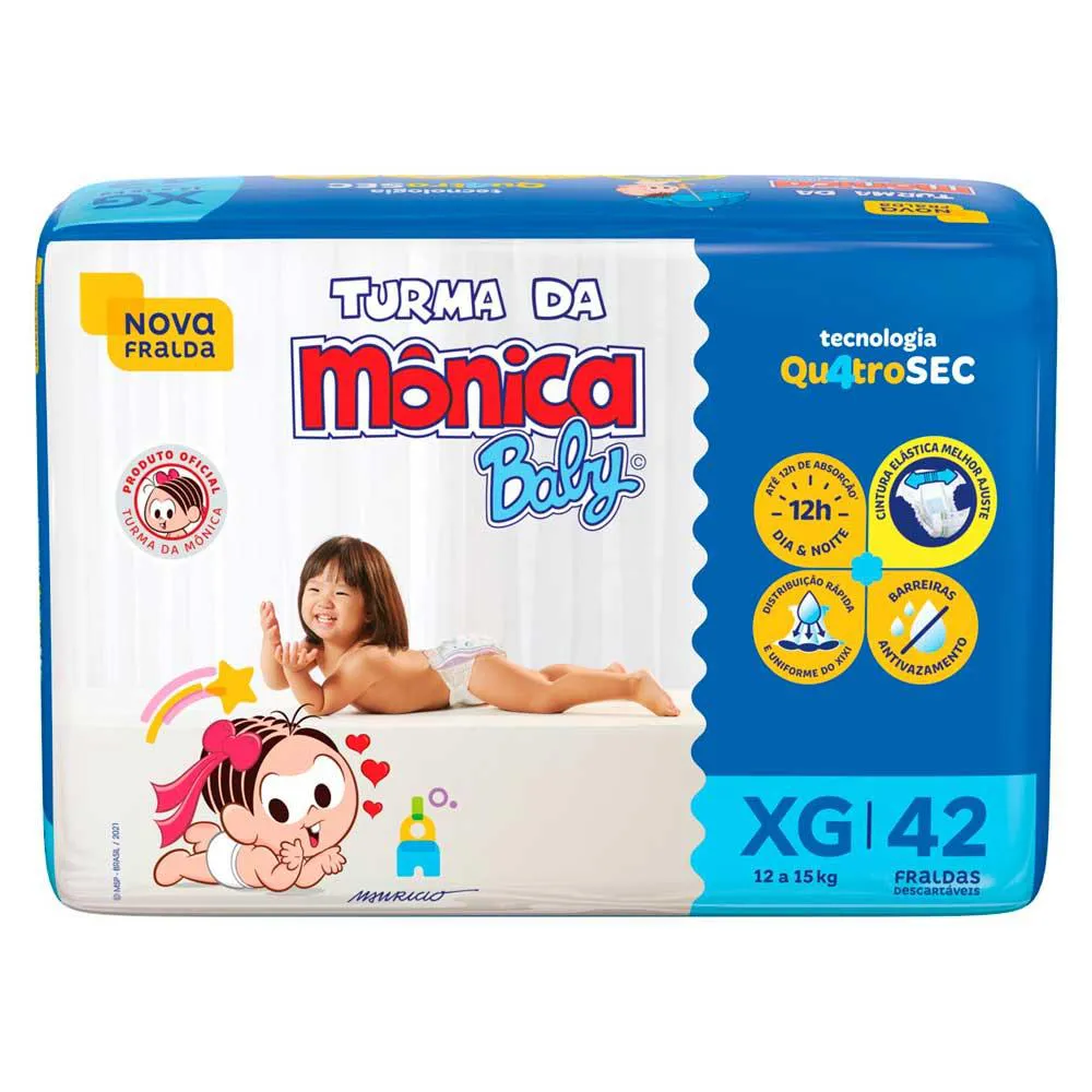 FRALDA DESCARTáVEL TURMA DA MôNICA MEGA XG C/42 UNIDADES