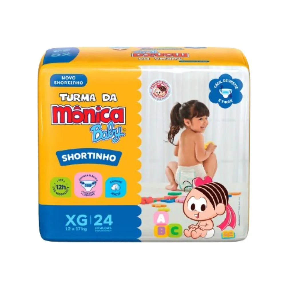 FRALDA DESCARTáVEL TURMA DA MôNICA SHORTINHO JUMBO XG 24 UNIDADES