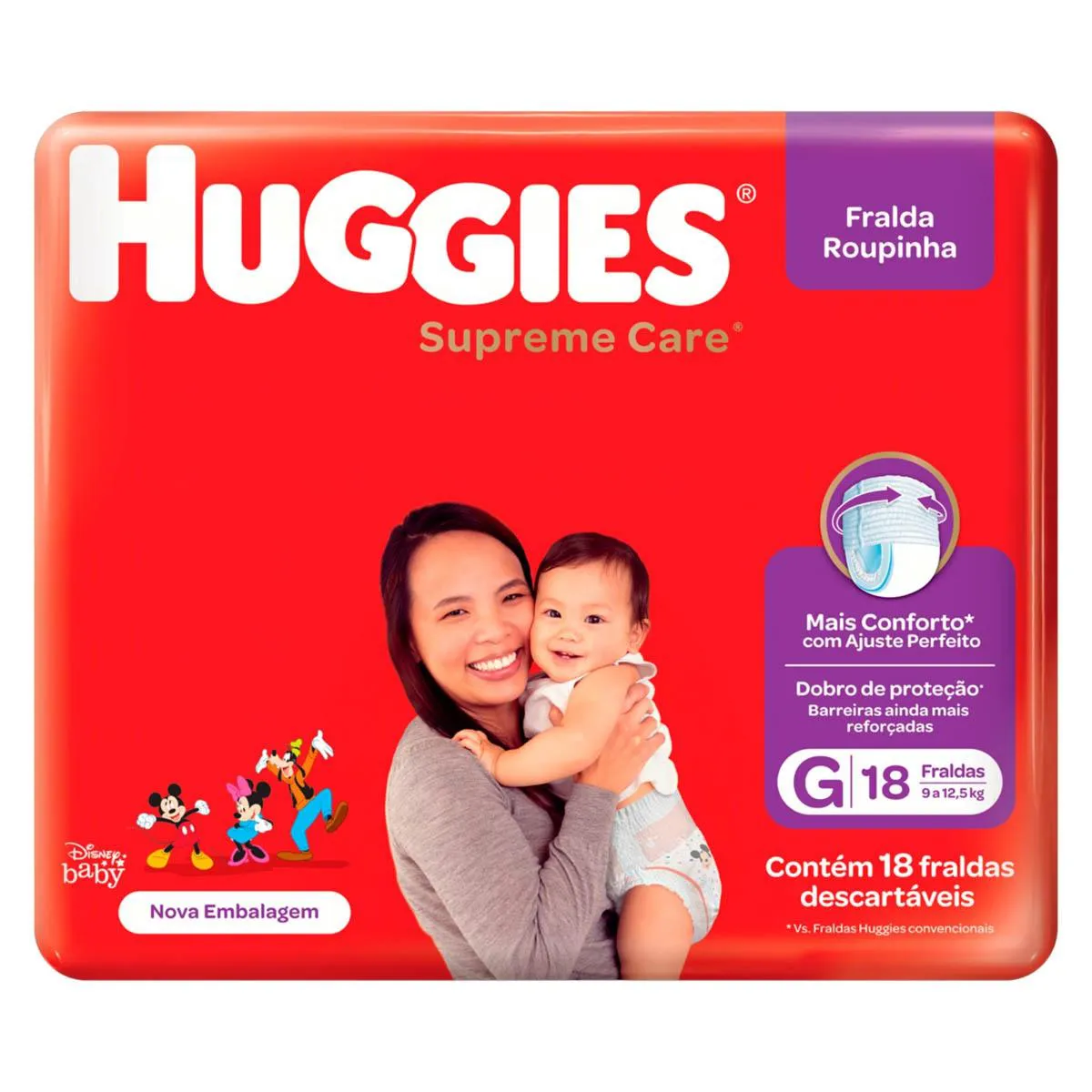 FRALDA HUGGIES ROUPINHA SUPREME CARE - G / 18 UNIDADES