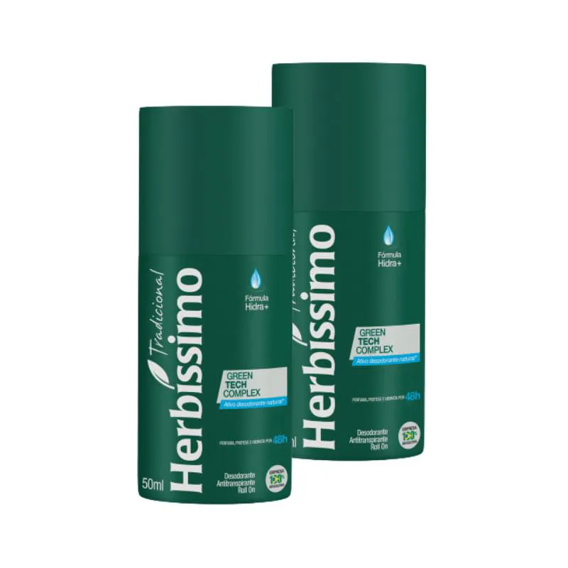 KIT C/2 UNIDADES DE DESODORANTE ROLLON HERBISSIMO 50ML TRADICIONAL