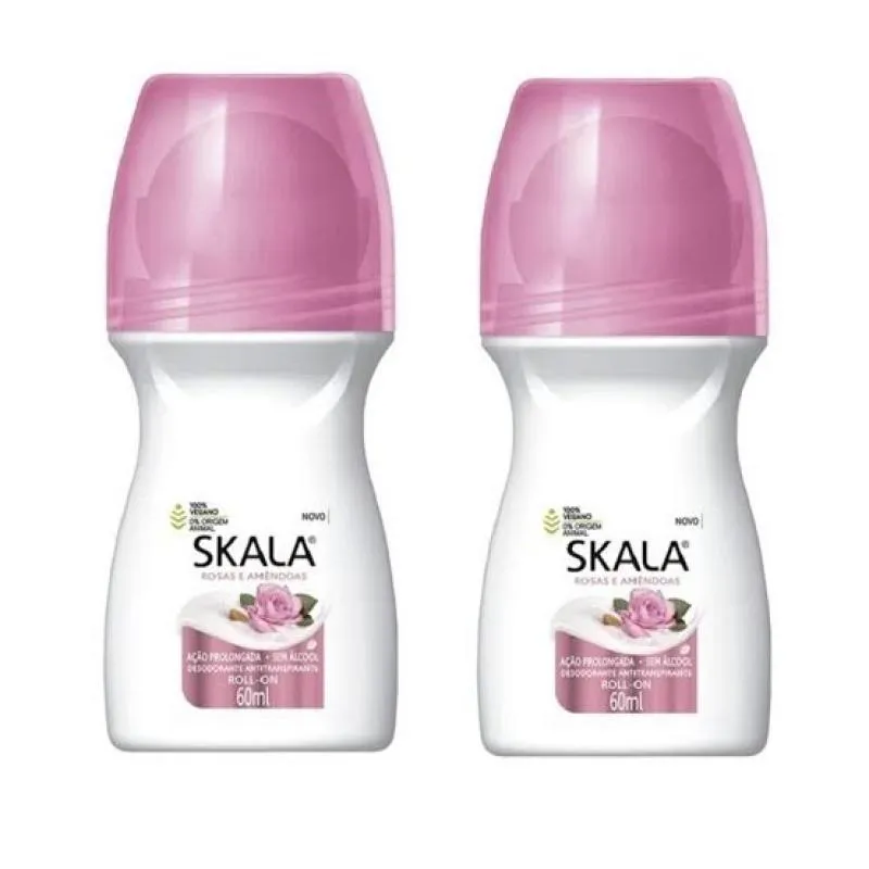 KIT C/2 UNIDADES DE DESODORANTE ROLLON SKALA 60ML ROSAS/AMENDôAS