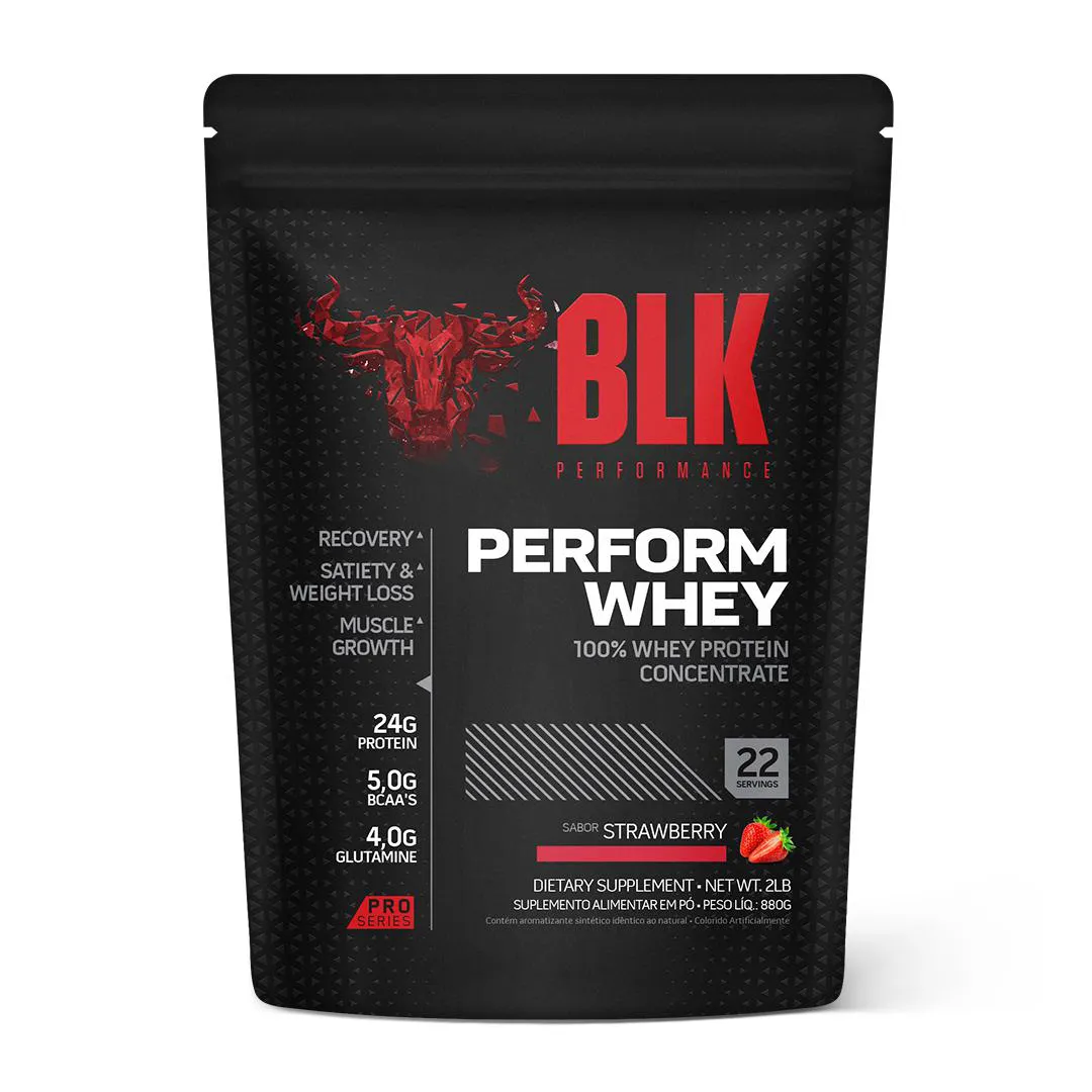 PERFORM WHEY 880G BLK PERFORMANCE - 100% PROTEIN CONCENTRATE SABOR MORANGO 880 G