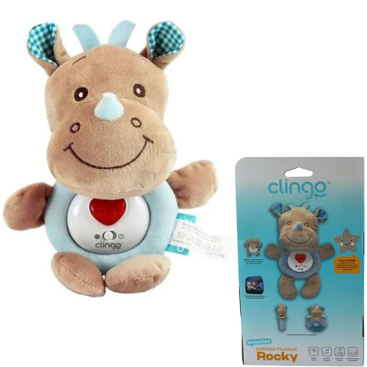 RINOCERONTE MUSICAL AZUL - 0M+ - CLINGO