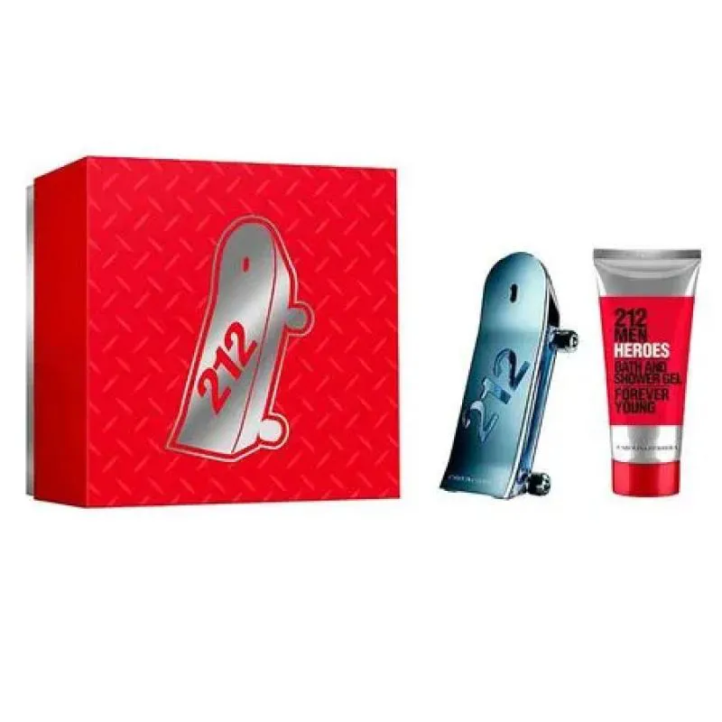 COFFRET CAROLINA HERRERA 212 HEROES KIT - PERFUME MASCULINO EAU DE TOILETTE + GEL DE BANHO KIT 90 ML