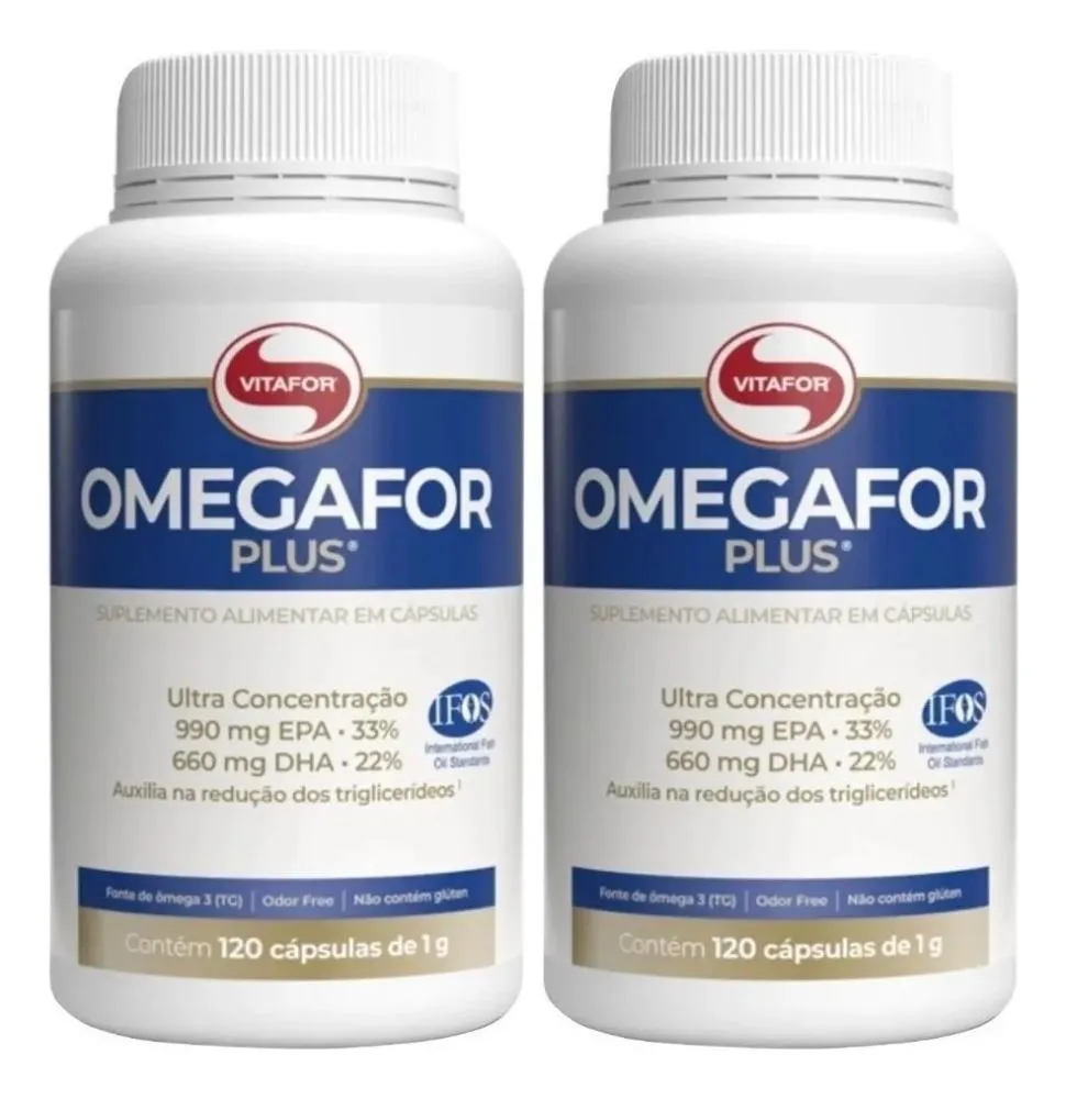 KIT 02 OMEGAFOR PLUS ÔMEGA 3 120 CáPSULAS VITAFOR