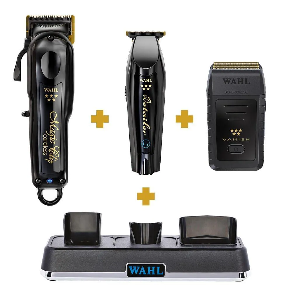 MAQUINA DE ACABAMENTO VANISH + COMBO MáQUINA DE CORTAR CABELO E ACABAMENTO WAHL + BASE