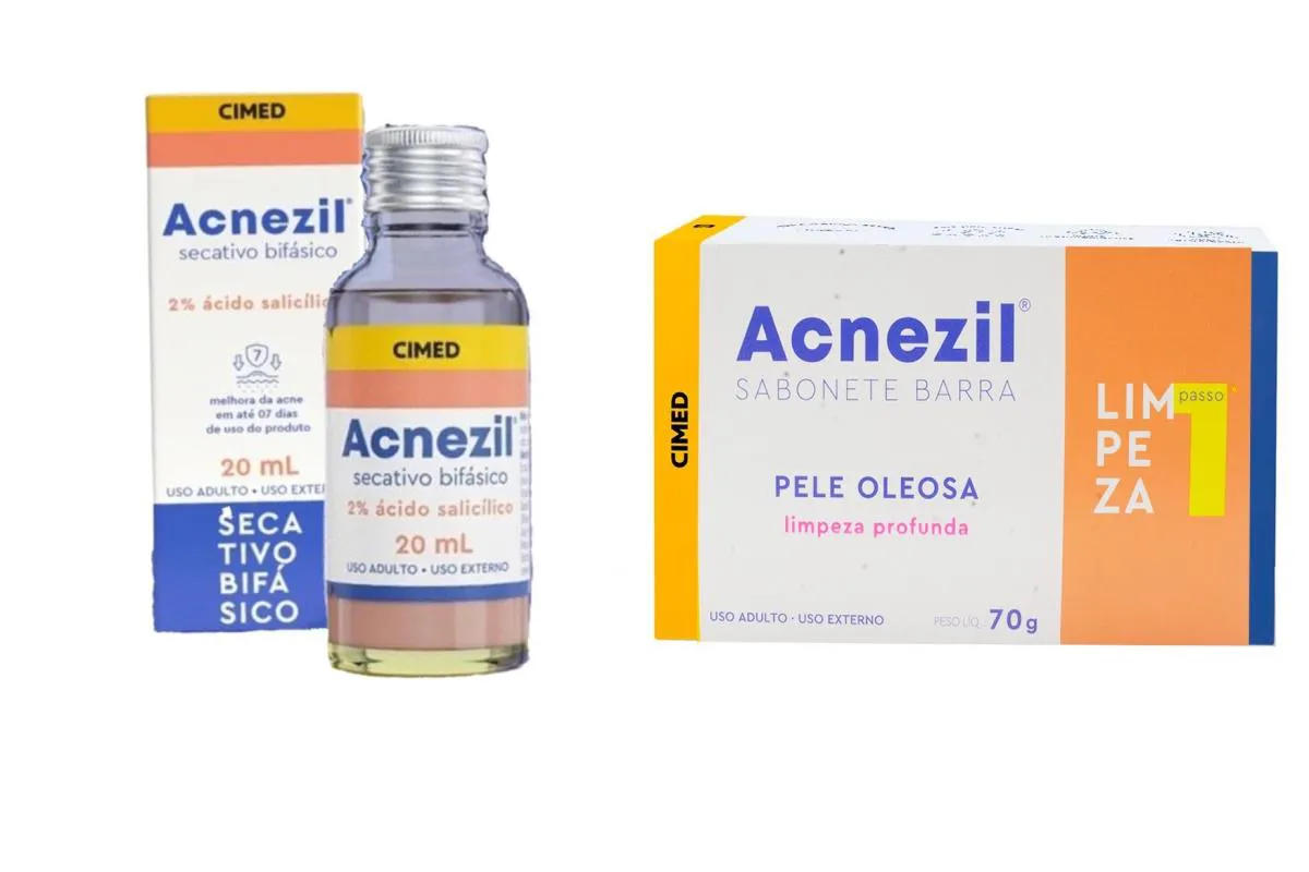 KIT SECATIVO BIFáSICO 20ML + SABONETE PELE OLEOSA - ACNEZIL