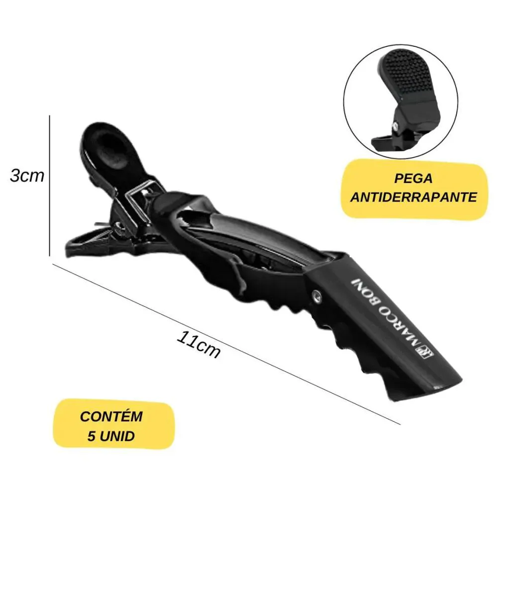 CLIPS CROCODILO PARA CABELO COM 5 UNIDADES MARCO BONI 8218