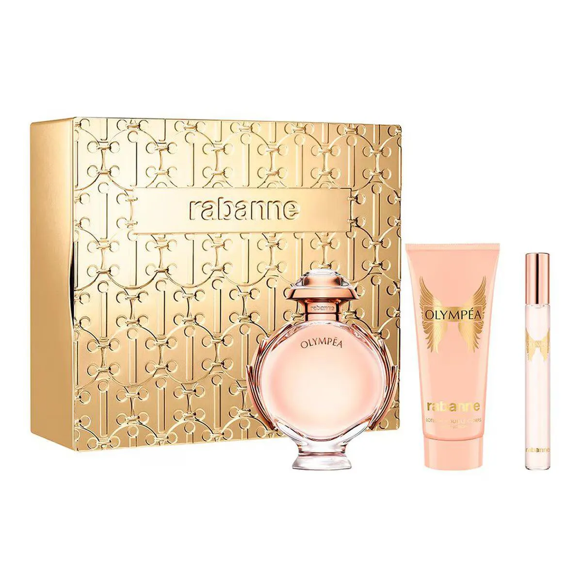 KIT OLYMPÉA PACO RABANNE FEMININO (EDP 80ML + BODY LOTION 100ML + TRAVEL SPRAY 10 ML)