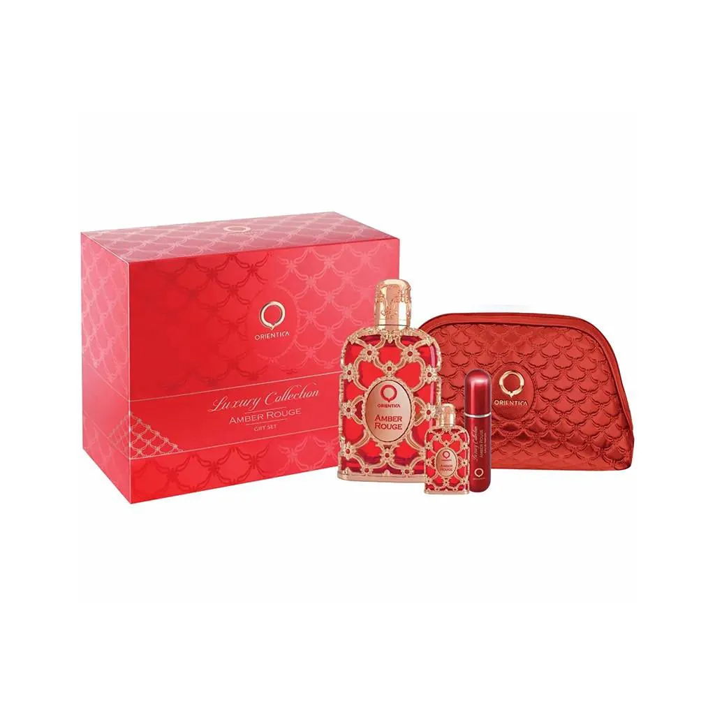KIT ORIENTICA AMBER ROUGE LUXURY COLLECTION EDP 80ML + EDP 7,5ML + PORTA PERFUME + NECESSAIRE