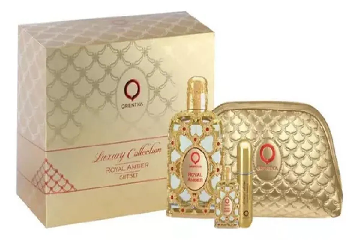 KIT ORIENTICA ROYAL AMBER LUXURY COLLECTION EDP 80ML + EDP 7,5ML + PORTA PERFUME + NECESSAIRE