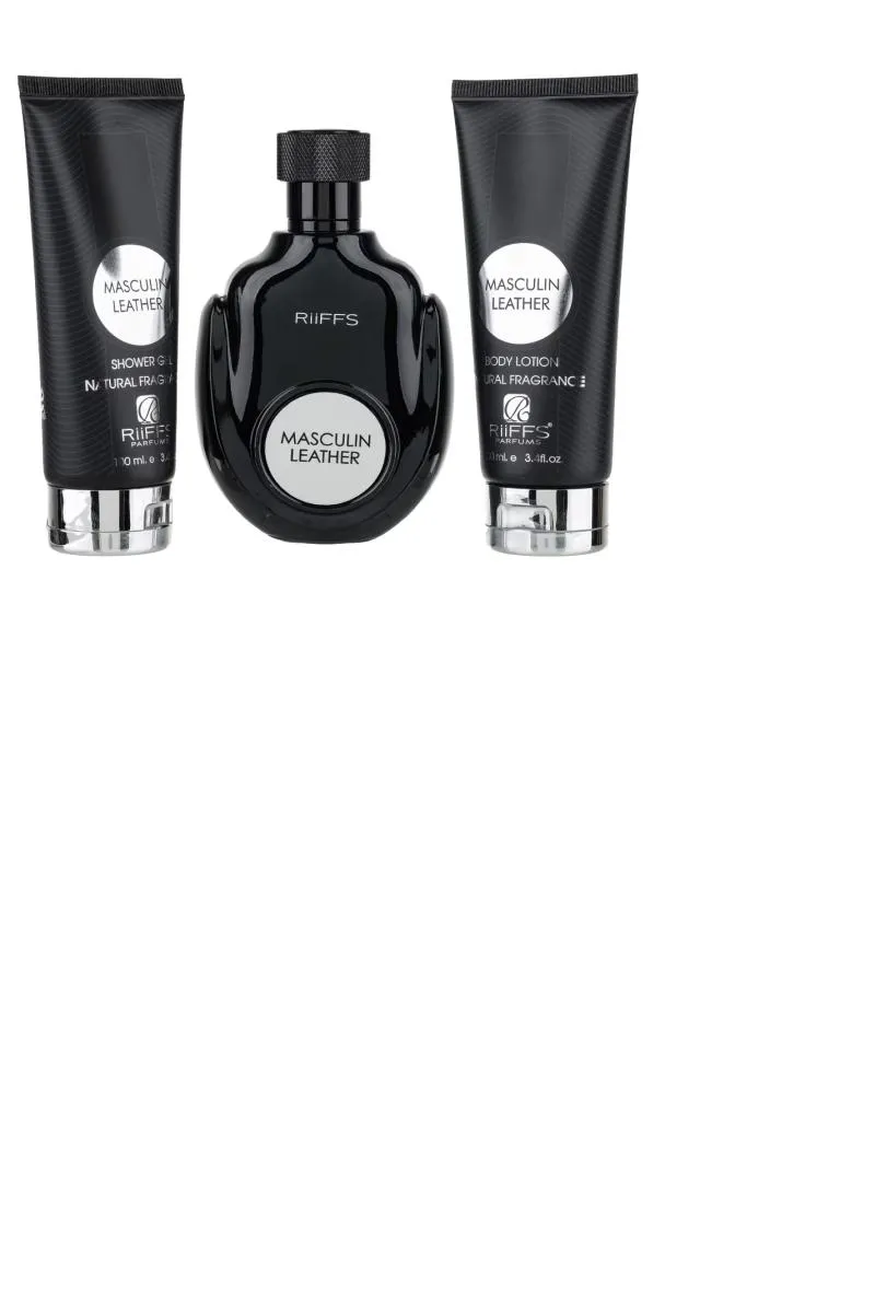 KIT RIIFFS MASCULIN LEATHER EDP POUR HOMME 100ML + SHOWER GEL 100ML + BODY LOTION 100ML
