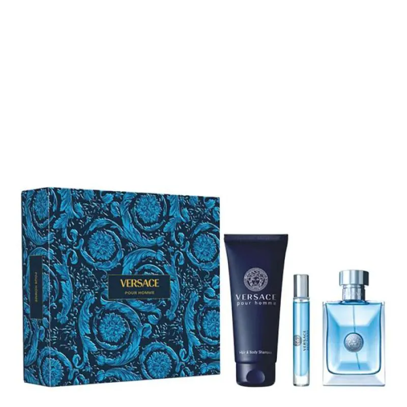 KIT VERSACE POUR HOMME EDT 100ML + TRAVEL SPRAY 10ML + BODY SHAMPOO 150ML