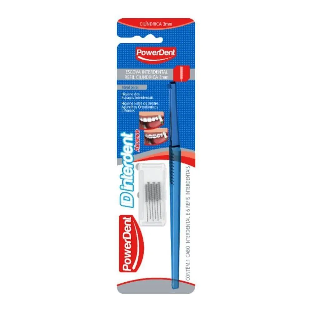 ESCOVA POWERDENT INTER ALCANC CILINDRICO 3MM