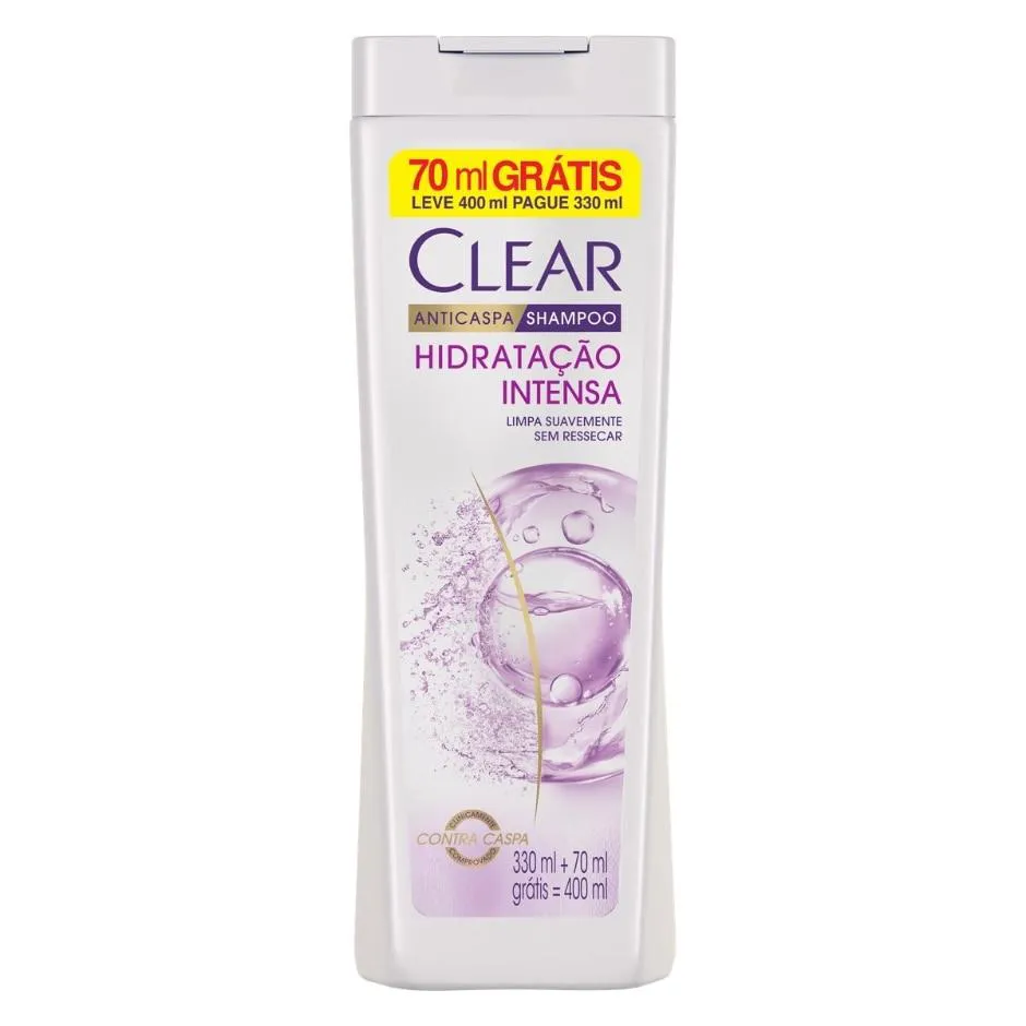 SHAMPOO ANTICASPA CLEAR HIDRATAçãO INTENSA 400ML