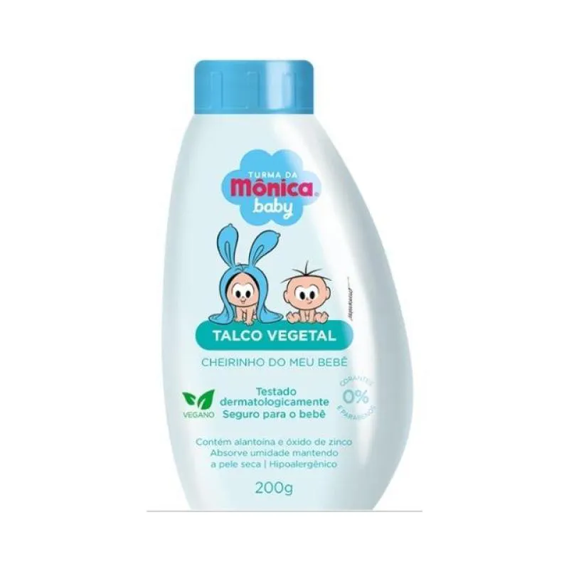 TALCO VEGETAL INFANTIL TURMA DA MôNICA 200G CHERINHO DE BEBê