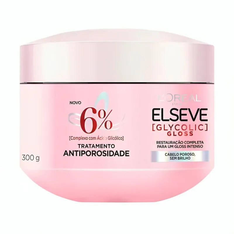 MáSCARA CREME CAPILAR ELSEVE GLYCOLIC GLOSS ANTIPOROSIDADE 300G