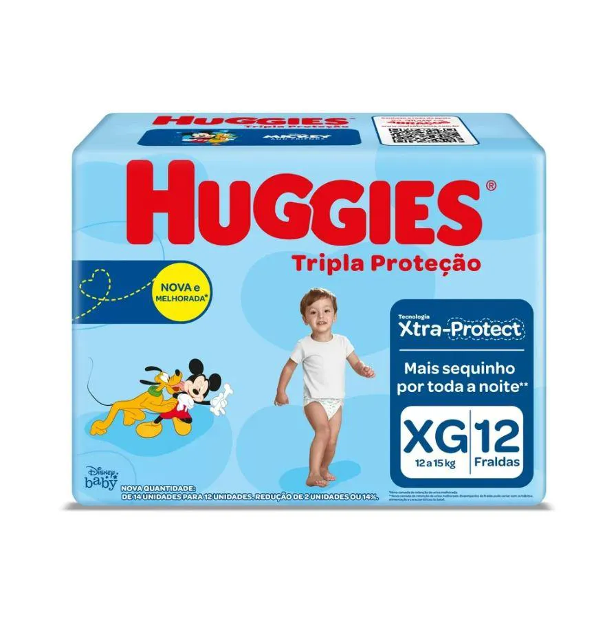 FRALDA INFANTIL HUGGIES TRIPLA PROTEçãO JUMBINHO XG 12 UNID - 7896007552436