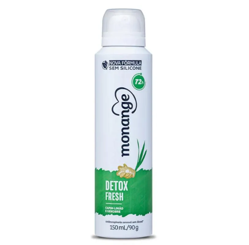 KIT 2 DESODORANTES AEROSOL MONANGE 72H 150ML - DETOX FRESH - 7896235353904