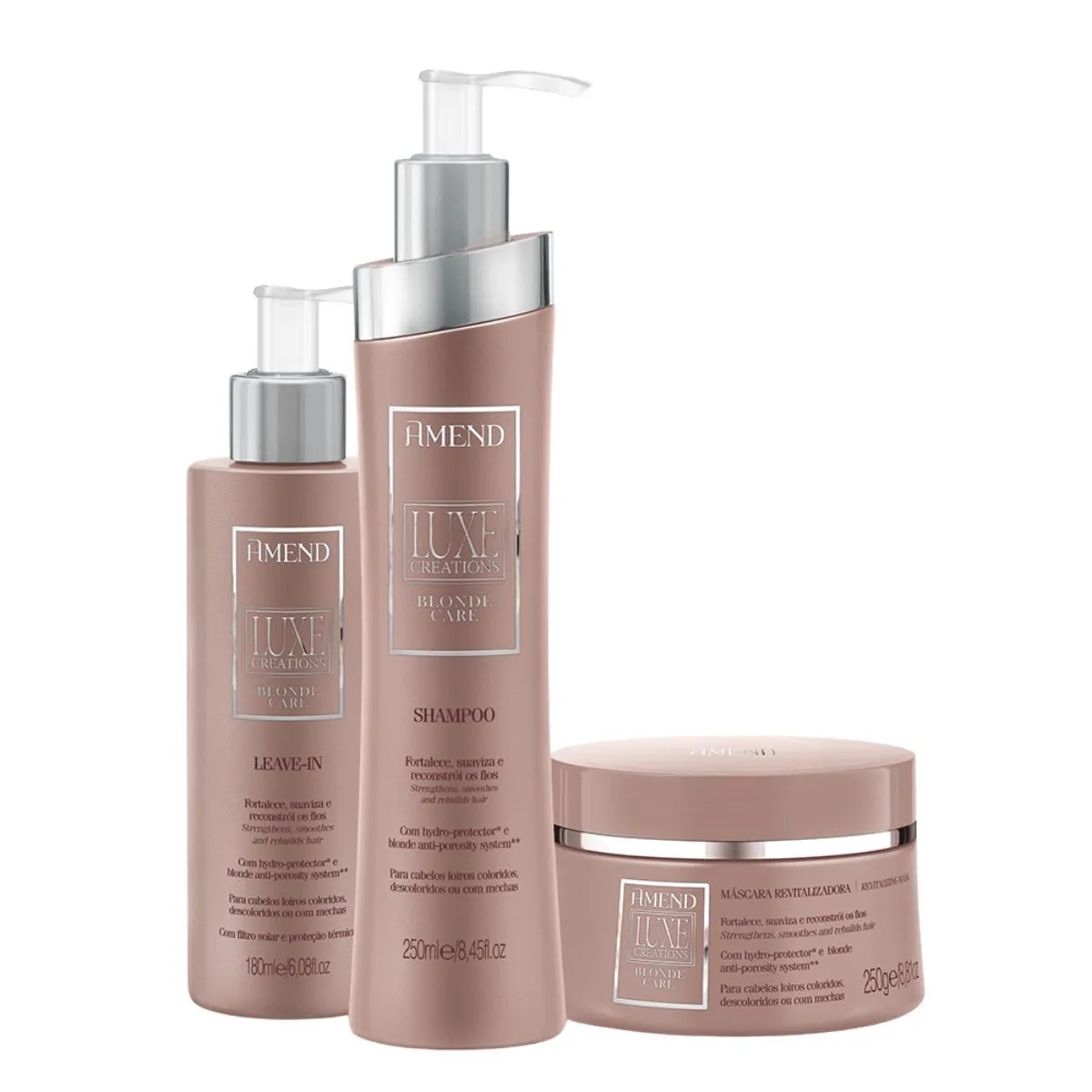 KIT SHAMPOO, MáSCARA E LEAVE-IN AMEND LUXE CREATIONS BLONDE CARE