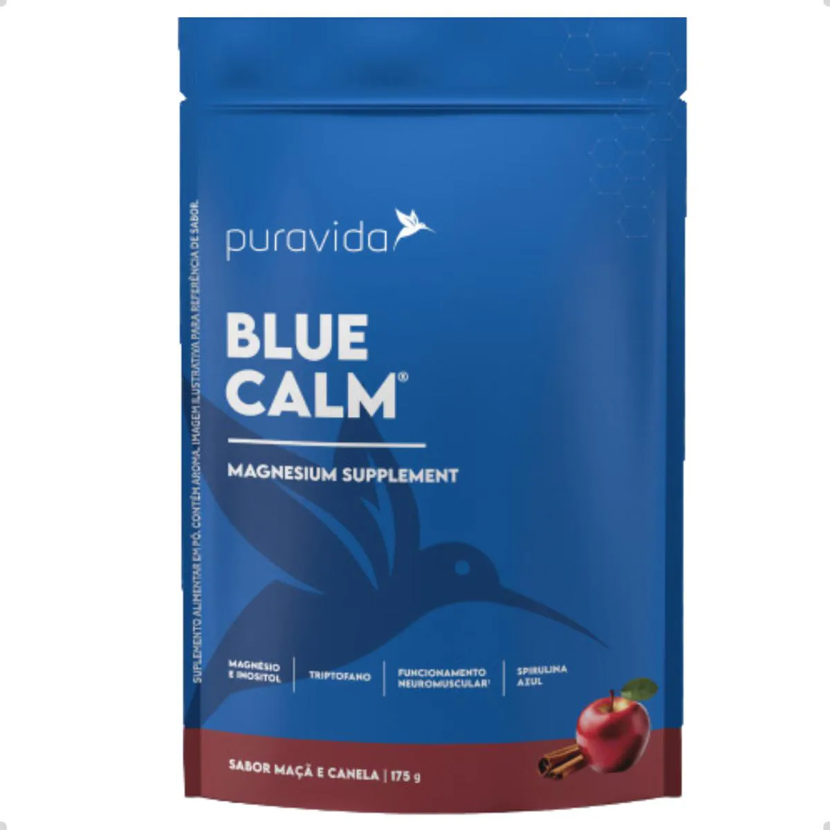 BLUE CALM MAGNESIO INOSITOL SPIRULINA AZUL 175G PURA VIDA Maçã E Canela