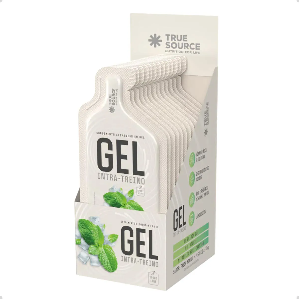 GEL INTRA TREINO GLICOSE E FRUTOSE 35G 10 SACHE TRUE SOURCE Menta