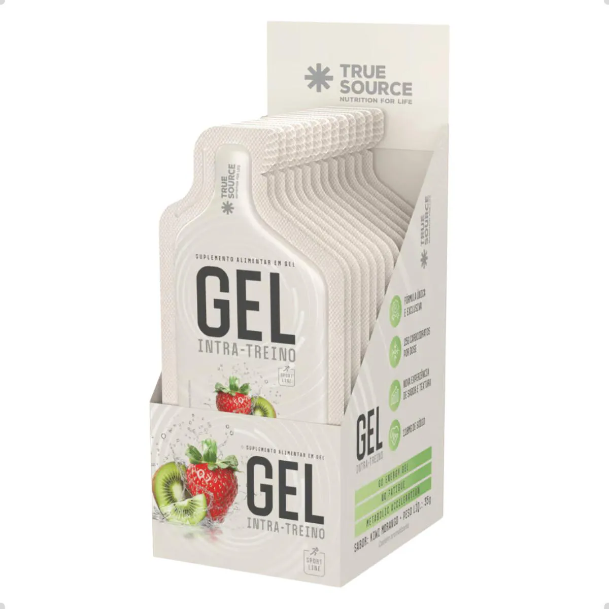 GEL INTRA TREINO GLICOSE E FRUTOSE 35G 10 SACHE TRUE SOURCE Morango E Kiwi