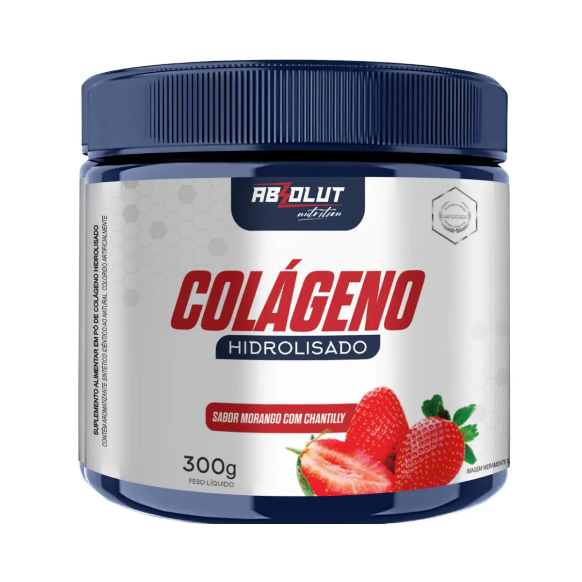 COLáGENO HIDROLISADO POTE 300G ABSOLUT NUTRITION Morango COM Chantilly