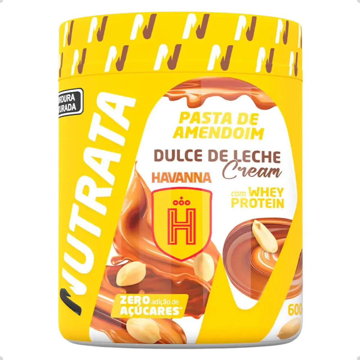 AMENDO WHEY PASTA DE AMENDOIM HAVANNA 600G NUTRATA Doce DE Leite Cream