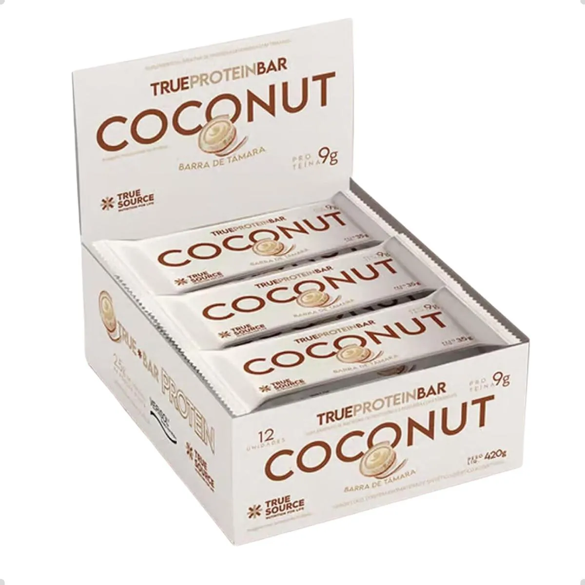 BARRA DE PROTEINA VERISOL E TAMARA 35G 12UN TRUE SOURCE Coconut