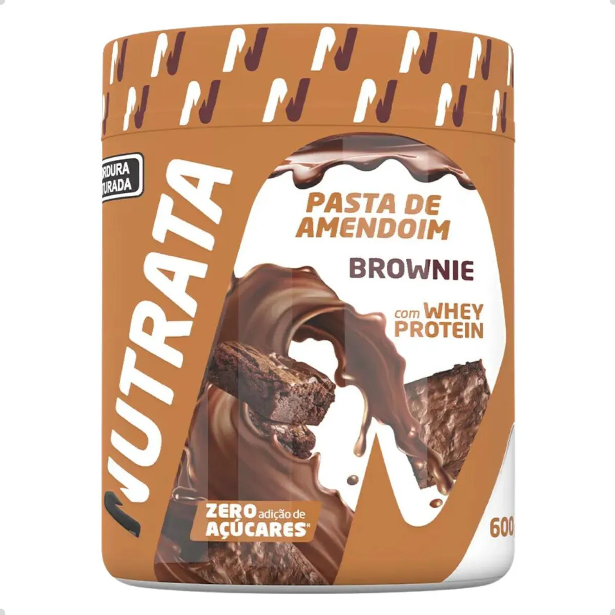 AMENDO WHEY PASTA DE AMENDOIM TRADICIONAL 600G NUTRATA Brownie