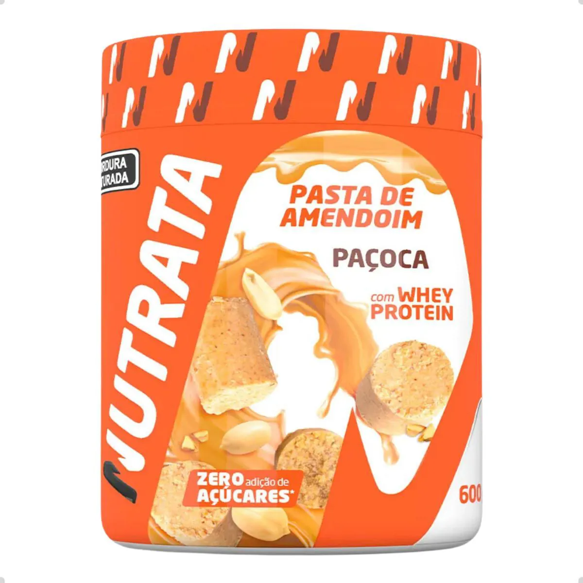 AMENDO WHEY PASTA DE AMENDOIM TRADICIONAL 600G NUTRATA Paçoca