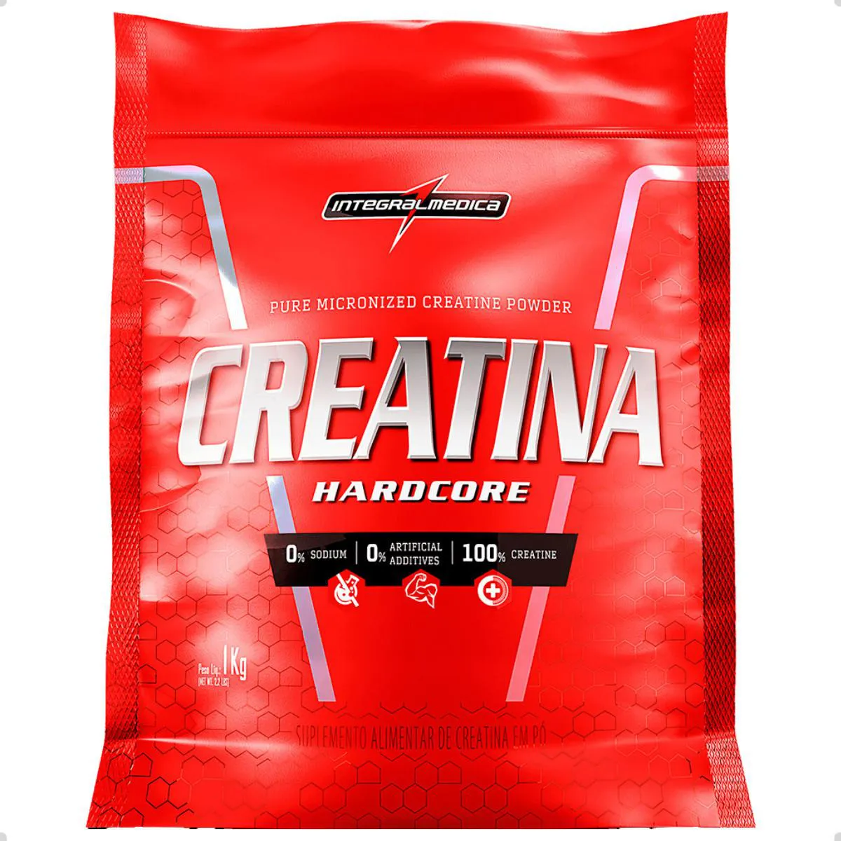 CREATINA HARDCORE MONOHIDRATADA REFIL 1KG INTEGRALMEDICA Natural