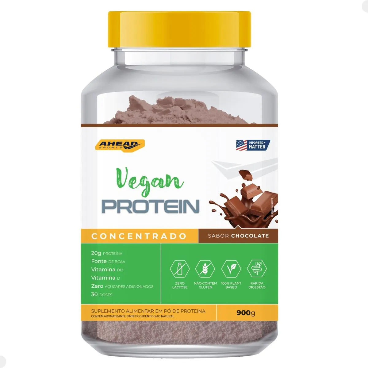 PROTEINA VEGANA 21G PROTEINA ZERO LACTOSE 900G AHEAD SPORTS Chocolate