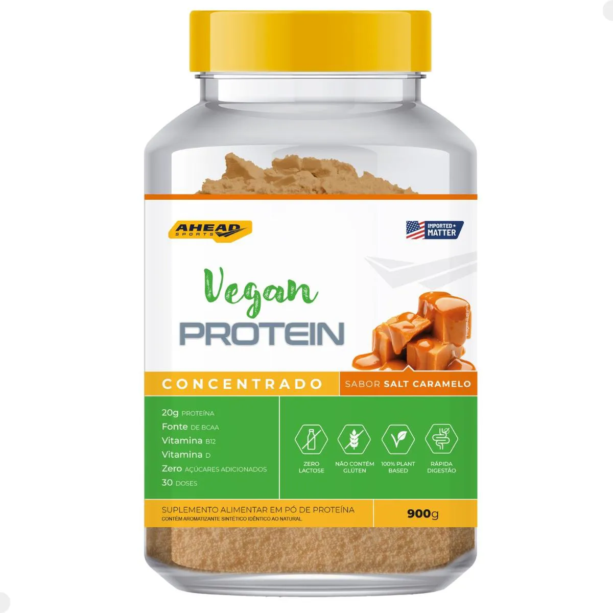PROTEINA VEGANA 21G PROTEINA ZERO LACTOSE 900G AHEAD SPORTS Caramelo Salgado