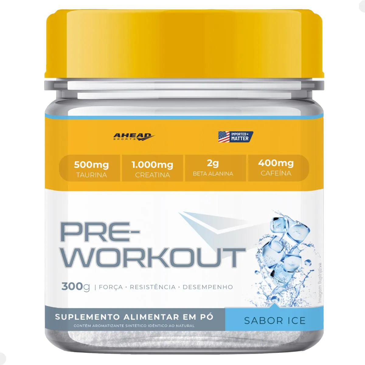PRE WORKOUT 400MG CAFEINA COM CREATINA 300G AHEAD SPORTS Blue ICE