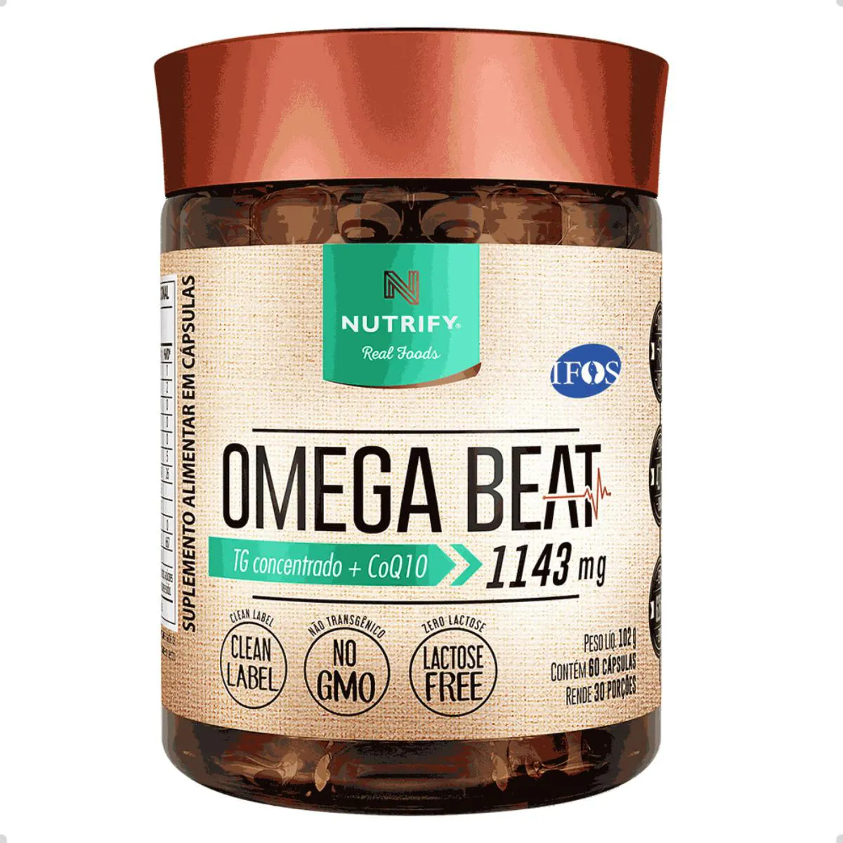 ÔMEGA 3 TG BEAT E COQ10 1143MG 60 CAPSULAS NUTRIFY Natural