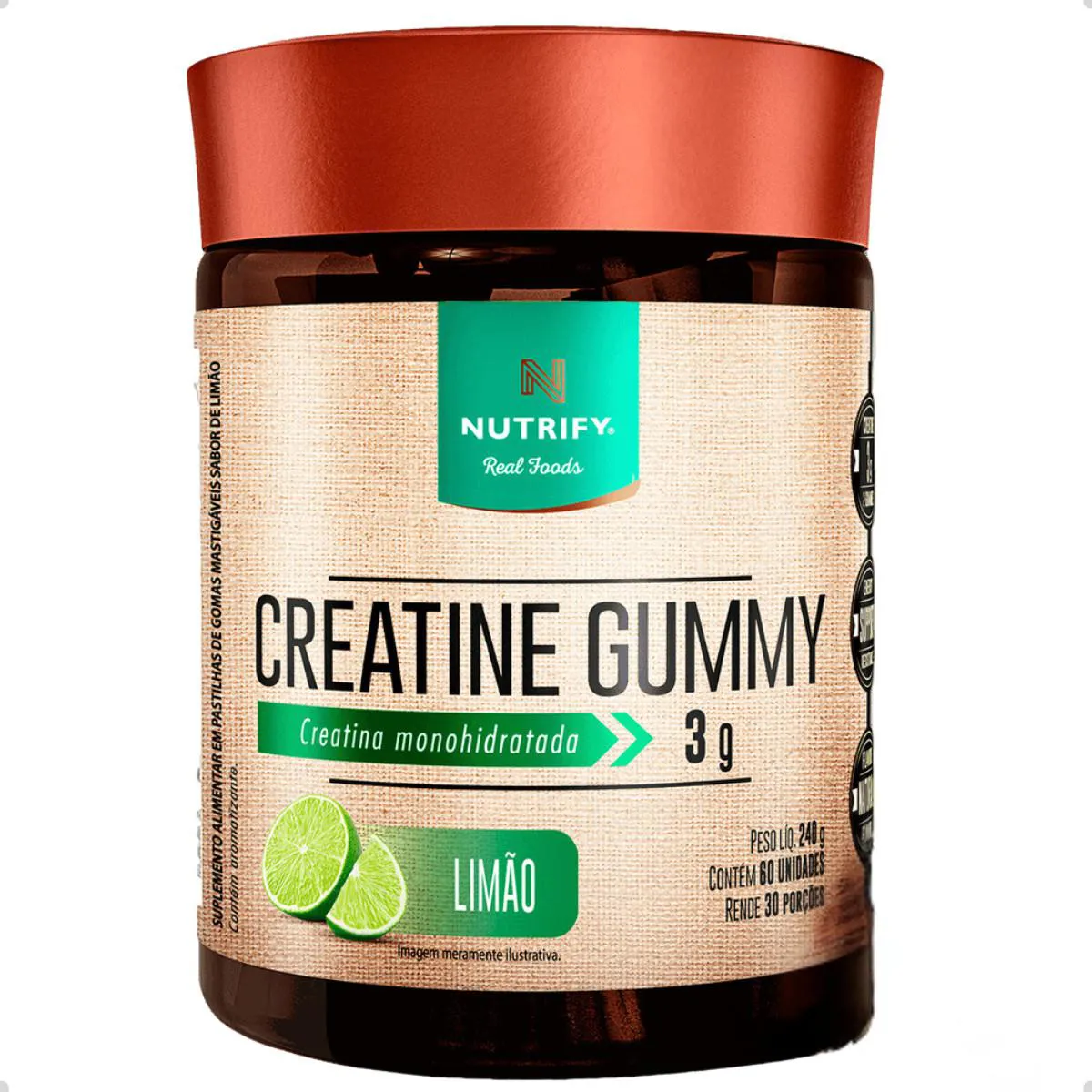 CREATINA GUMMY 3G MONOHIDRATADA 60 CAPSULAS NUTRIFY Limão