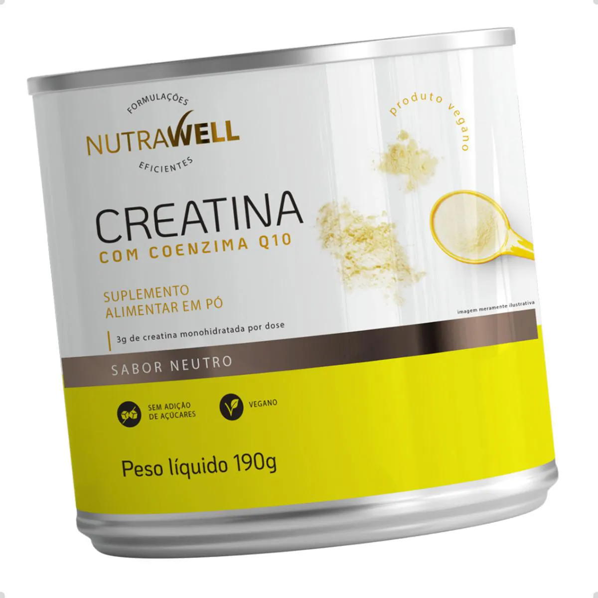 CREATINA COM COENZIMA Q10 COQ10 190G NUTRAWELL Neutro