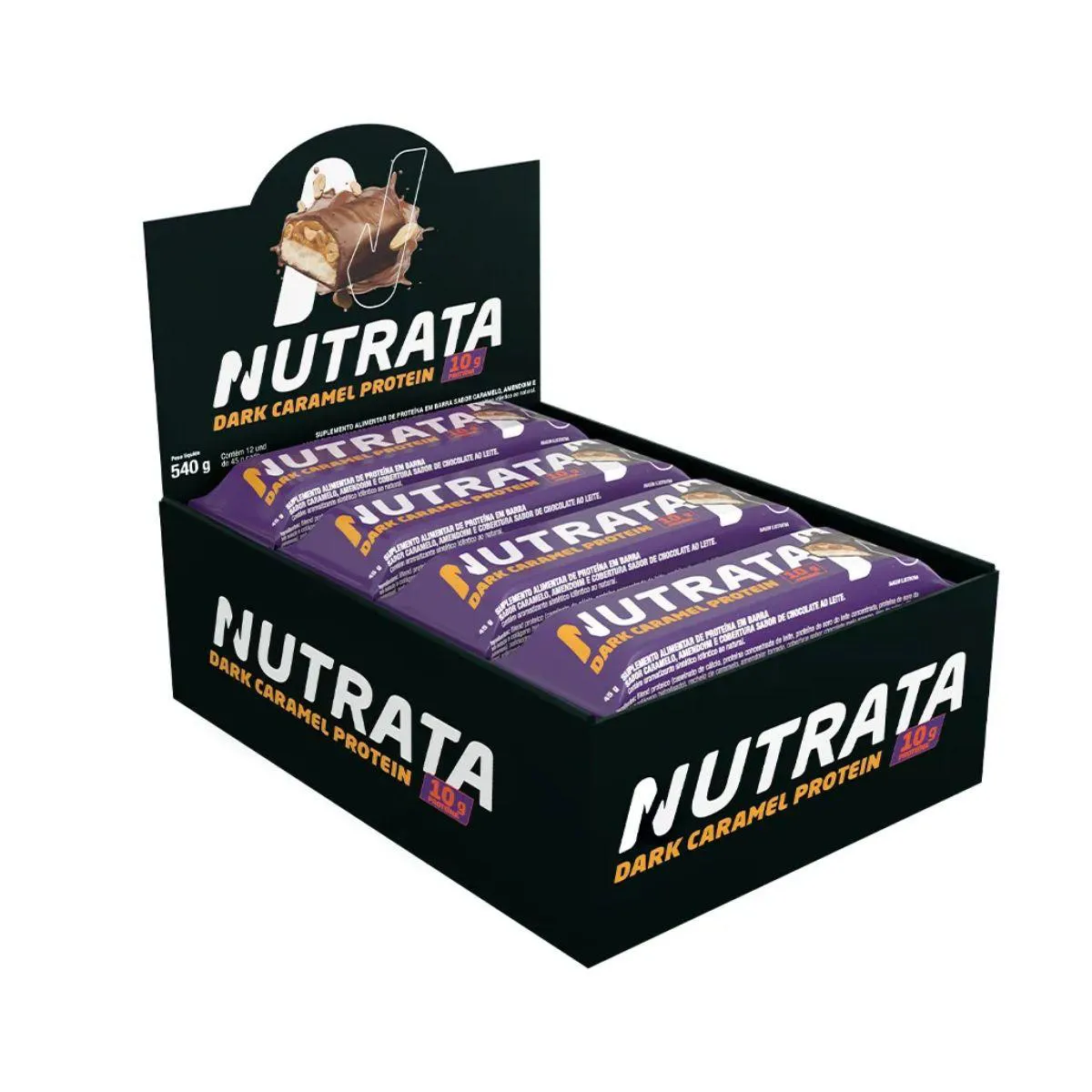 BARRA DE PROTEíNA 10G DE PROTEINA 45G 12 UNIDADES NUTRATA Dark Caramelo