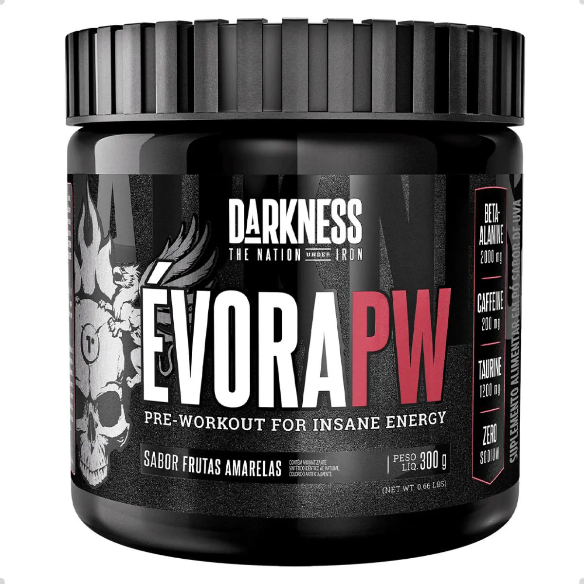 PRE WORKOUT EVORA PW INSANE ENERGY 300G DARKNESS Frutas Amarelas