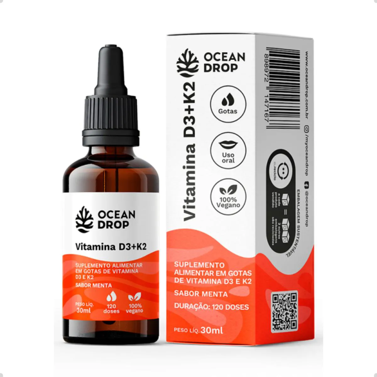 VITAMINA D3 + K2 VEGANO 120 DOSES 30ML OCEAN DROP Menta