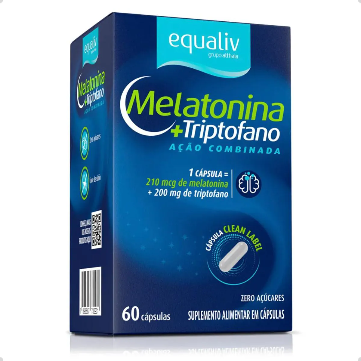 MELATONINA 0,21MG + TRIPTOFANO 200MG 60 CAPSULAS EQUALIV Natural
