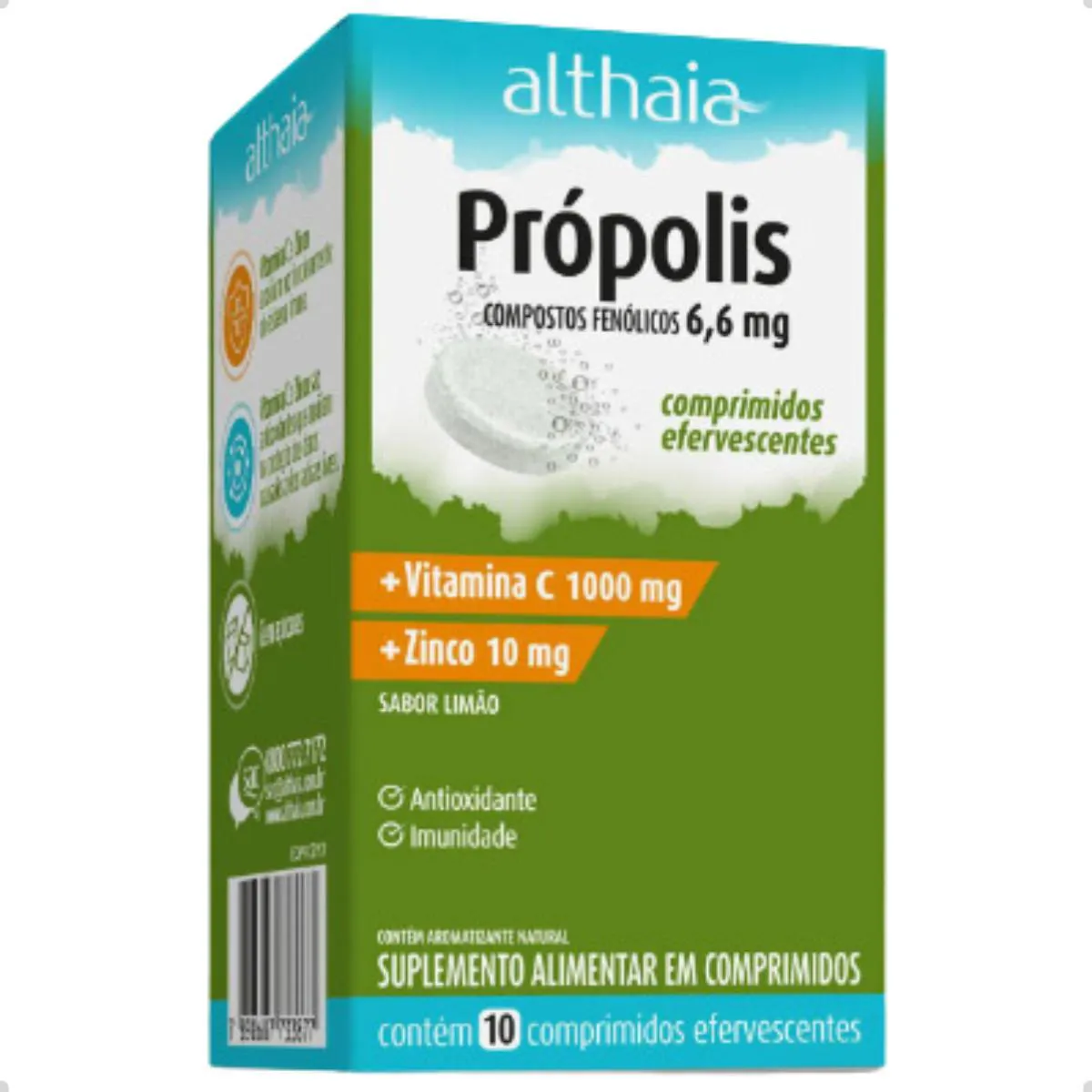 PROPOLIS 6,6MG VITAMINA C + ZINCO 10 COMPRIMIDOS ALTHAIA Limão