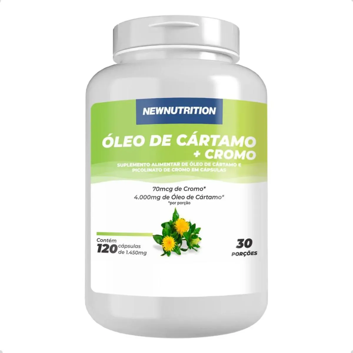 OLEO DE CARTAMO E CROMO 1450MG 120 CAPSULAS NEW NUTRITION Natural