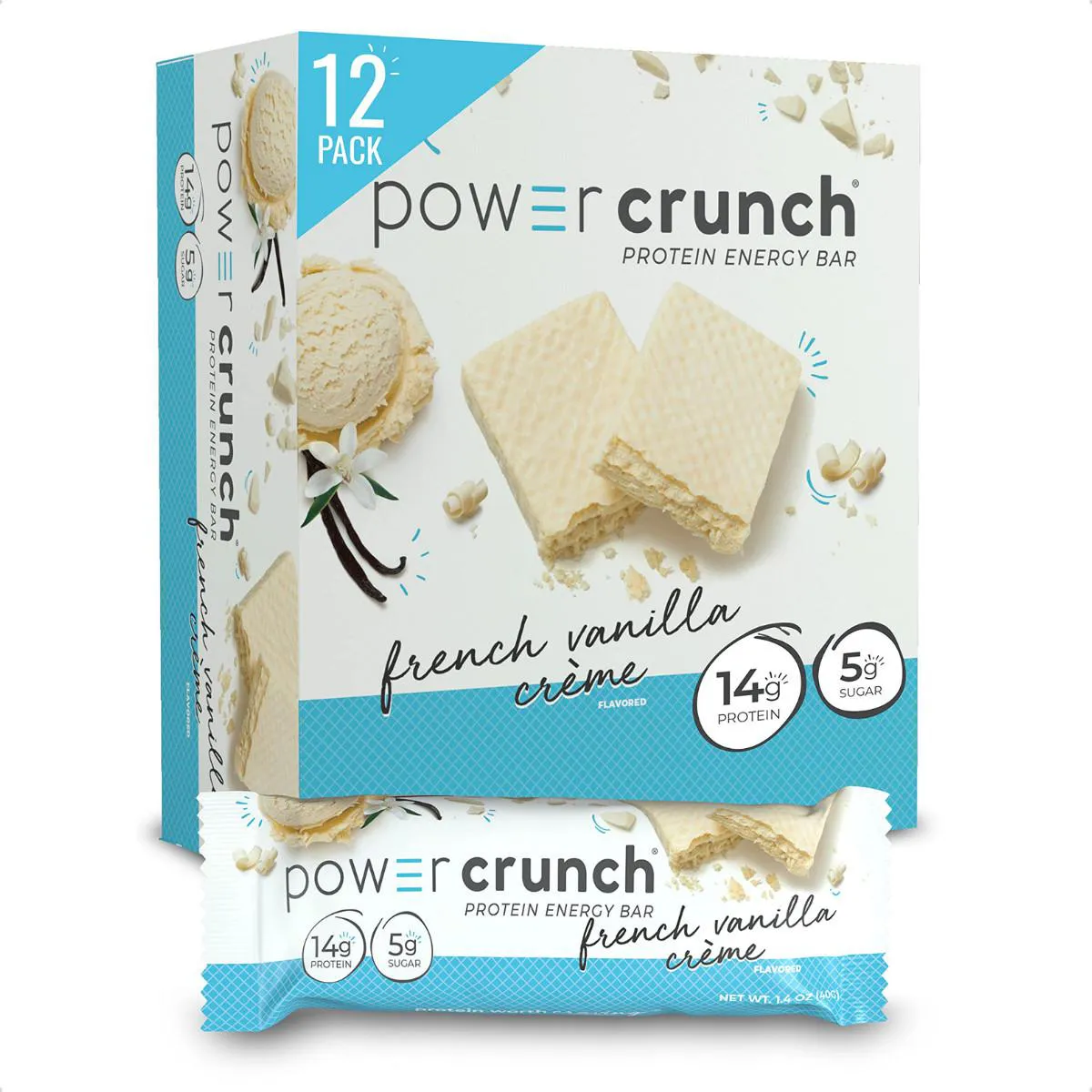 BARRA DE PROTEINA ENERGY BAR 480G 12 UNIDADES POWER CRUNCH Baunilha