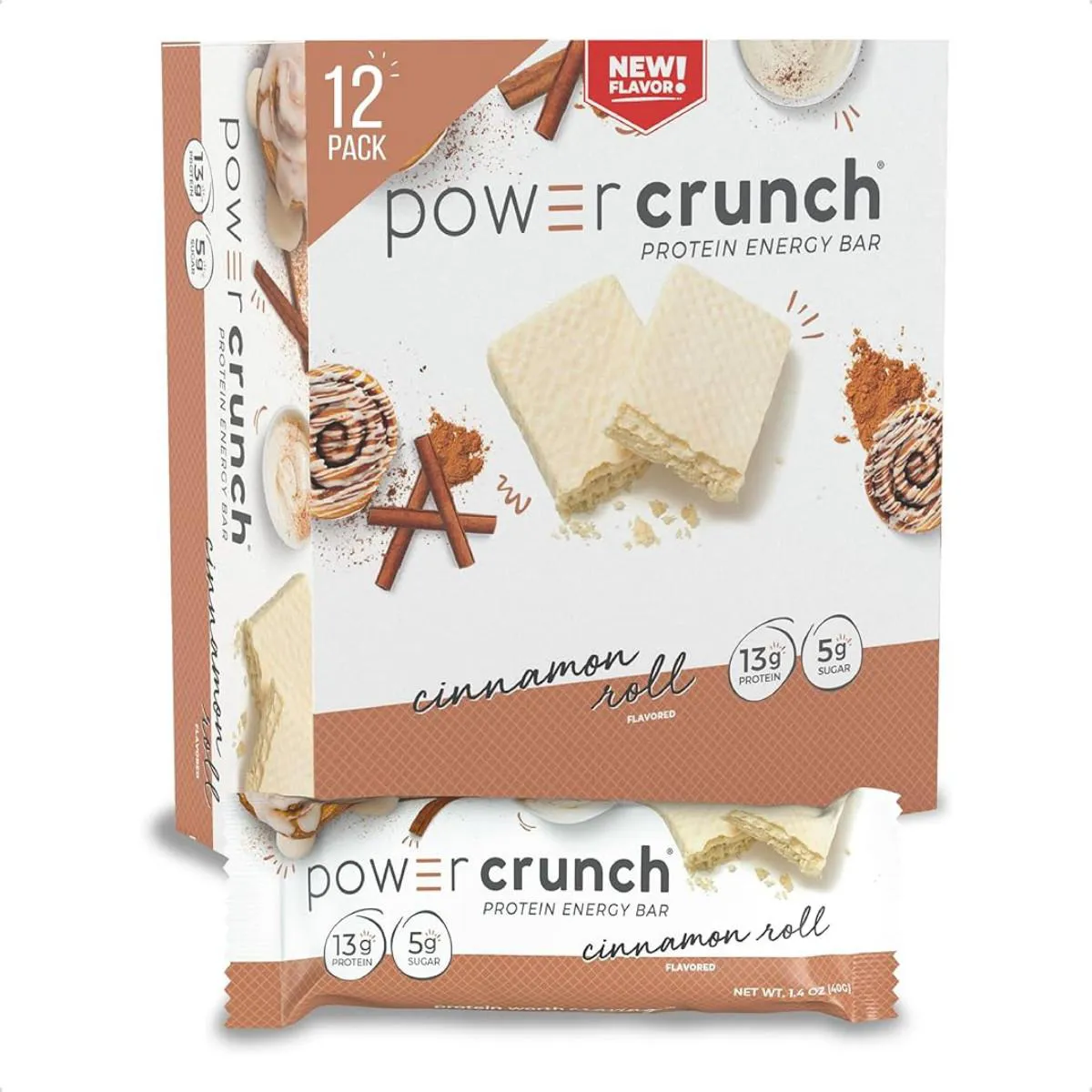 BARRA DE PROTEINA ENERGY BAR 480G 12 UNIDADES POWER CRUNCH Canela